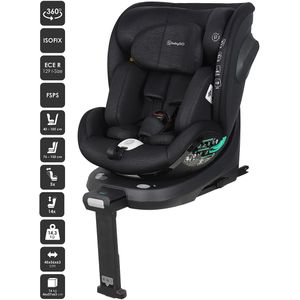 BabyGO Prime 360 autostoel - Draaibare i-Size autostoel met isoFix - voor kinderen van 40-125cm - Zwart