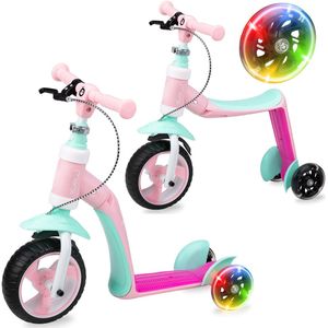 MoMi Elios 2in1 Loopfiets - Balance Bike - Kinderstep - Roze