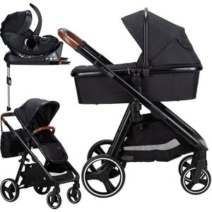 FreeON Kinderwagen Bloom 4in1 - Zwart (incl. i-Size autostoel & isofix base)