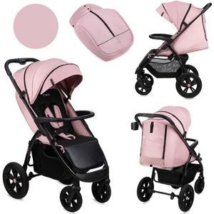 MoMi Miya - Wandelwagen - Comfortabele Buggy - XXL wielen & Zonnekap - Roze (geschikt van 6mnd - 22kg)