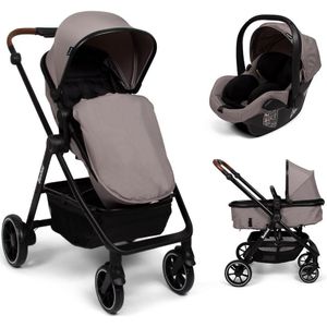 Baninni Adria - Kinderwagen - 3in1- Kinderwagen - i-Size Autostoel - XL zonnekap & boodschappenmand - Taupe (geschikt van 0-22kg)