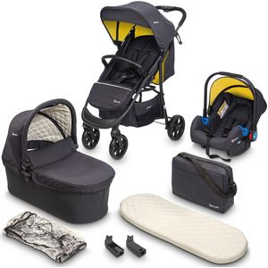 BabyGO Style 3in1 - Combi Kinderwagen - Mustard (incl. autostoel)