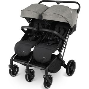 BabyGO GoTwice - Duo Buggy - Dubbele buggy - Geschikt voor kinderen van 0-22kg - Grijs