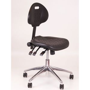 Werkstoel zwart aluminium voetenkruis