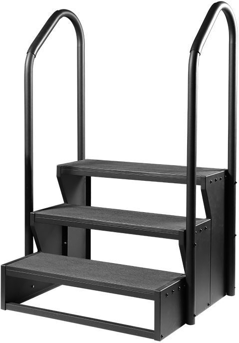 W'eau spa trap antislip met leuning - Zwart