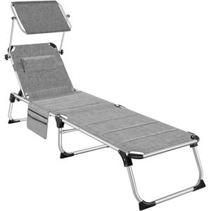 tectake® - Ligbed Lorella - Grijs Gemeleerd - Inklapbaar - Zijvak