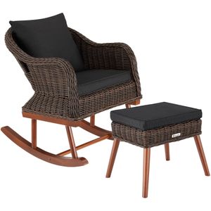 Wicker schommelstoel Rovigo met voetenbank Vibo - bruin