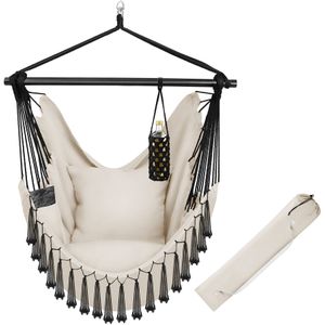 Hangstoel Malika, boho-stijl, draagkracht 150kg - beige