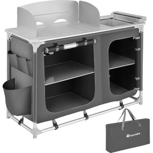 tectake - Campingkeuken kampeerkeuken - incl. windscherm en opbergvakken - 116x52x107cm - 402920