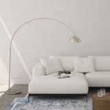 tectake® Retro design Booglamp - Staande Vloerlamp - nikkelkleur