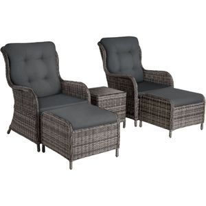 Wicker loungeset Benissa 2+2 - grijsgevlekt/grijs