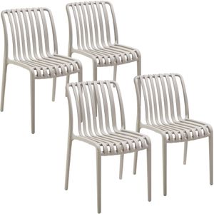 Tuinstoelen Alcudia, weerbestendig, stapelbaar - taupe, Set van 4