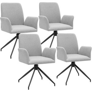 Draaibare fauteuil Daya, gestoffeerd - lichtgrijs, Set van 4