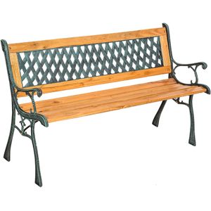 Tuinbank Tamara 2-zitter van hout en gietijzer 128x51x73cm - bruin
