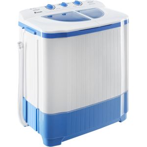 tectake® Mini Wasmachine met dubbele trommel - Met Centrifuge - Was-Droogcombinatie - 4,5kg Wassen, 3,5kg Drogen - Zuinig en Stil - Inclusief Aansluitslang