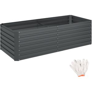 Hoge plantenbak Blomma, 880l, verzinkt, 200x80x56cm - antraciet