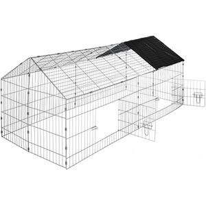 TecTake - konijnenren met zonnescherm zwart- 402421