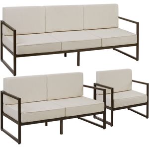 Tuin-loungeset Comosa voor 6 personen, XXL kussens - bruin / beige