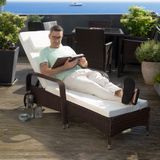 Wicker ligbed met wielen - grijs/lichtgrijs