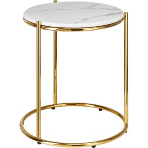 Tectake - Ellsa - Bijzettafel - Wit/Goud - Marmeren Blad - Stalen Frame