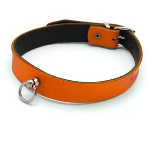 Leren Collar Mini O-Ring Oranje
