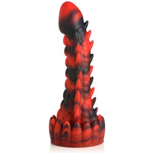 Demon Rising - Geschubde draak Siliconen Dildo - Rood/Zwart