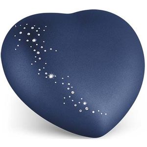 Middelgrote Hart Urn Marineblauw, Swarovski Sterrenregen (1.5 liter)