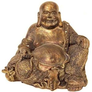 Happy Boeddha Dieren Urn Goudbruin Middelgroot (ca. 1.5 liter)