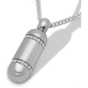 Zilveren As Sieraad Capsule Zirkonia Ringen, inclusief Zilveren Collier