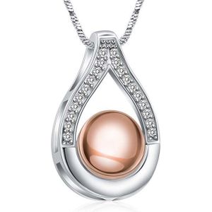 Rose RVS Ashanger Liefdestraan Zirkonia, Slangencollier