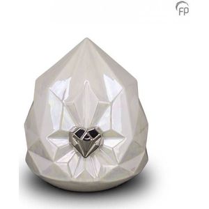 Medium Whitepearl Keramische Diamant Dieren Urn (2.3 liter)