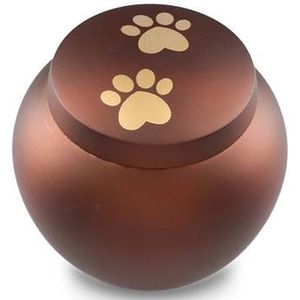 Aluminium Dieren Urn - Bruin - Pootafdrukken - Handgemaakt - 0.45 Liter