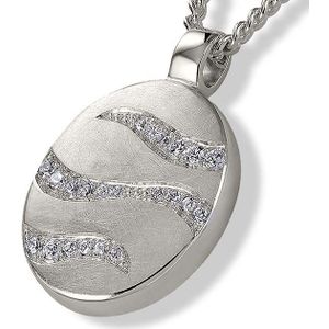 Zilveren Ashanger Ovaal met Zirkonia, inclusief Collier