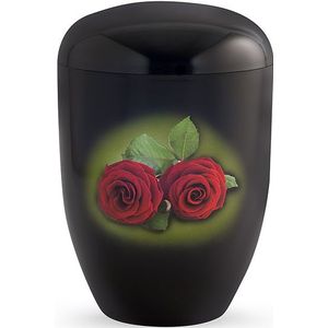 Biologisch Afbreekbare Eco Urn Rode Rozen, Zwarte Zijde (4 liter)