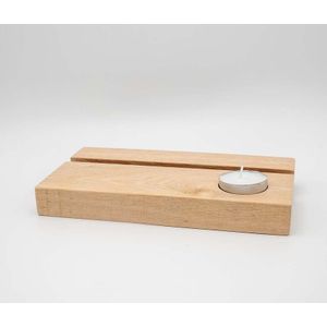Eikenhouten Gedenktegel Standaard - Kaarsenhouder - Massief Onbehandeld Eikenhout - 22 x 11 cm