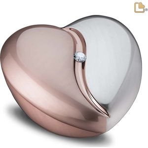 Grote HeartFelt Hart Urn Geborsteld Rosegoud - Glimzilver (5.5 liter)