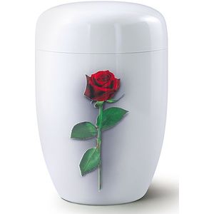 Biologisch Afbreekbare Eco Urn Rode Roos, Witte Zijde (4 liter)
