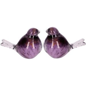Twee Kristalglazen Mini Vogel Urnen, Multipaarse Buikjes (0.06 liter)