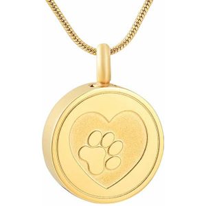 RVS Ashanger Bakje Hart Pootafdruk Goud, met Collier