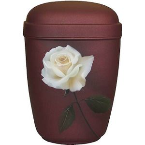 Design Urn Witte Roos op Matrood (4 liter)