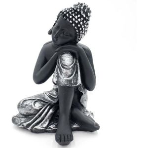 Dierenurn Slapende Indische Buddha Zwart-Zilver (0.3 liter)
