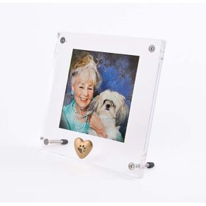 Plexiglas Fotolijst met Matgouden Tinnen Ashartje Pootafdrukje (0.005 liter)