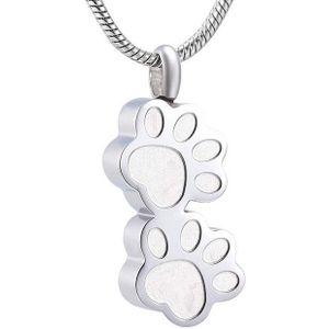 RVS Ashanger Pootafdrukken Zilver, inclusief Collier