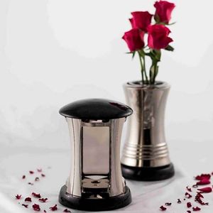 Grafset - Graniet en Messing - Lantaarn en Vaas - Duurzaam en Stabiel