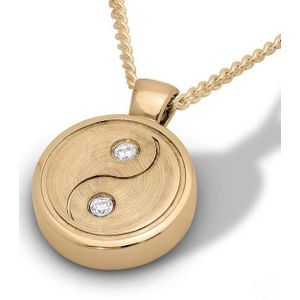 Gouden Ashanger Yin Yang met 2 Briljanten