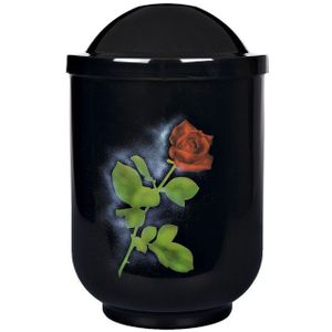 Design Urn Rode Roos op Zwart (4 liter)