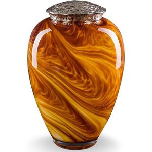 Kristalglazen Amber Swirl Urn, Zilver Deksel (4 liter)