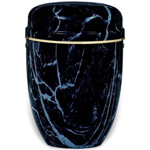 Blauw Gemarmerde Design Urn, gouden sierband (4 liter)
