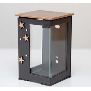 Zwarte Design Graflantaarn, Bronzen Sterren en Deksel