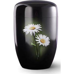 Zwarte Design Urn Margrietjes (4 liter)
